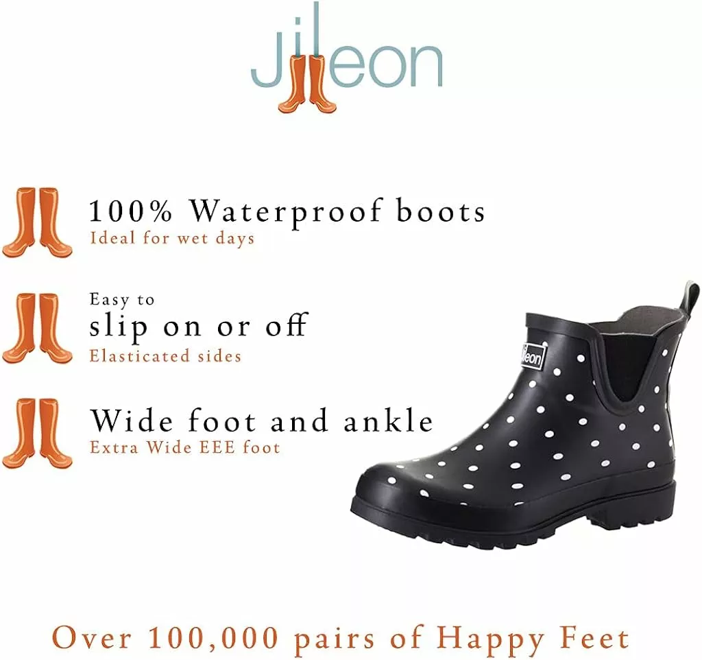 Bottes De Pluie Jileon Womens Ankle Height - Spécialement Conçues Pour Les Femmes Avec De Larges Pieds Et De Larges Veaux 9 Bottes De Pluie Jileon Womens Ankle Height - Spécialement Conçues Pour Les Femmes Avec De Larges Pieds Et De Larges Veaux – Image 7