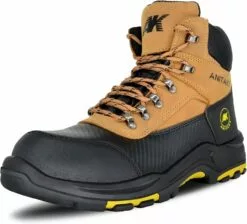 ANITAKE Steel Toe Work Boots Pour Hommes, Non-Slip Heavy Duty En Cuir EH Sécurité Bottes De Travail Construction Bottes Pour Hommes Résistant à La Ponction Respirant Confortable Bottes De Travail