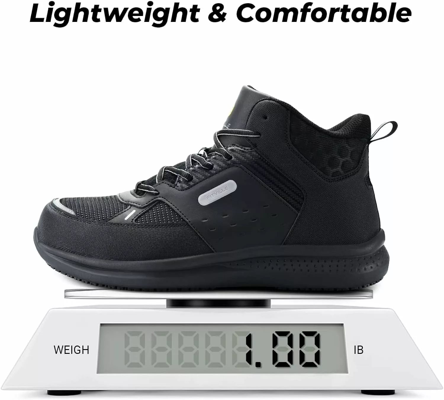 Bottes De Travail Larges FitVille Pour Hommes Chaussures De Sécurité De Travail Composites Bottes De Travail Résistantes Aux Billes Imperméables Léger - SteelCore 7 Bottes De Travail Larges FitVille Pour Hommes Chaussures De Sécurité De Travail Composites Bottes De Travail Résistantes Aux Billes Imperméables Léger - SteelCore – Image 5