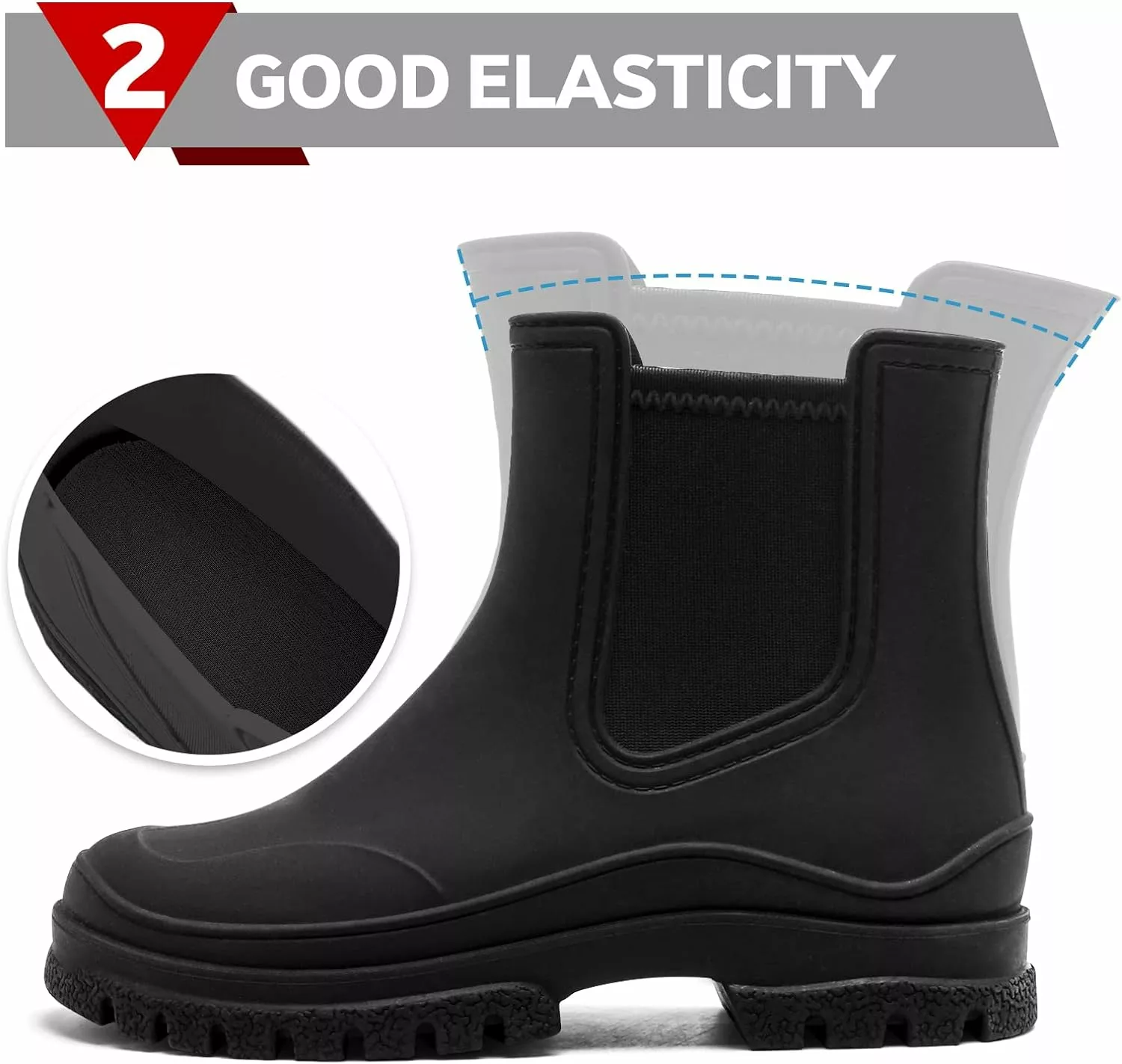 Bottes De Pluie Pour Femmes Hsttgsr, Bottines De Cheville Pour Adultes élastiques Confortables, Bottes De Chelsea à Talons Mi-fashion, Plate-forme étanche Non Glissante à Crampons 5 Bottes De Pluie Pour Femmes Hsttgsr, Bottines De Cheville Pour Adultes élastiques Confortables, Bottes De Chelsea à Talons Mi-fashion, Plate-forme étanche Non Glissante à Crampons – Image 3