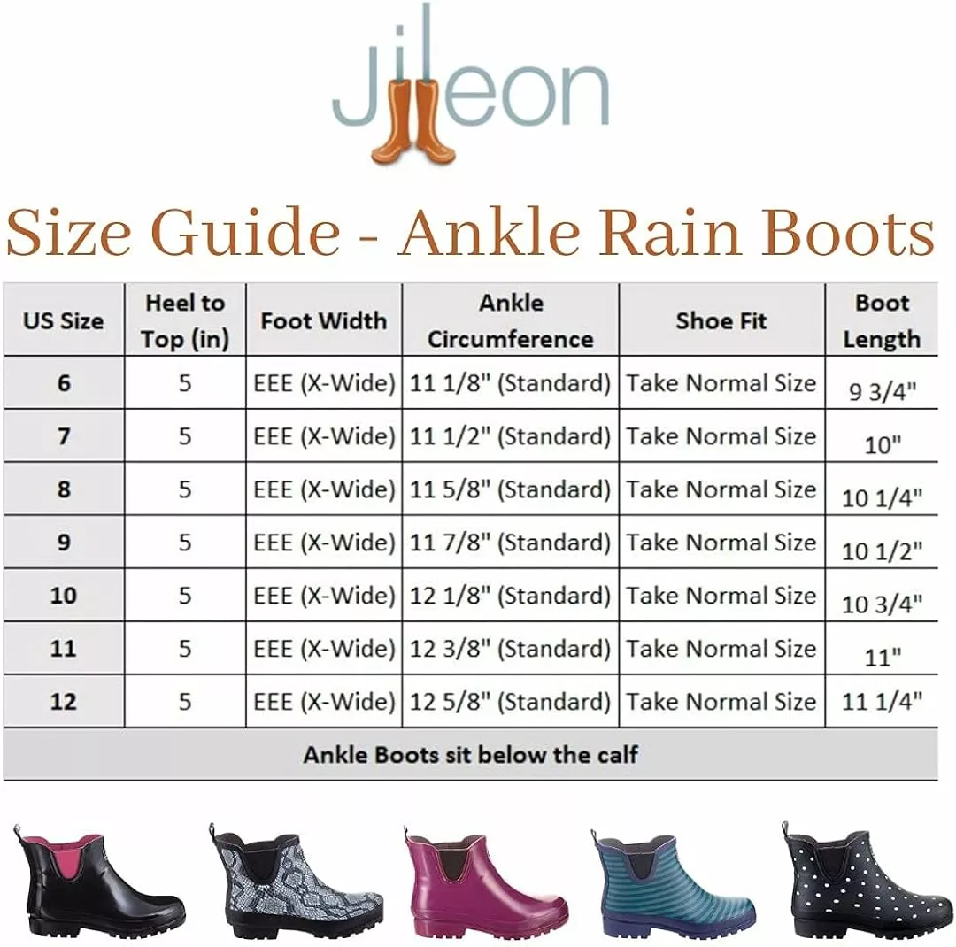 Bottes De Pluie Jileon Womens Ankle Height - Spécialement Conçues Pour Les Femmes Avec De Larges Pieds Et De Larges Veaux 5 Bottes De Pluie Jileon Womens Ankle Height - Spécialement Conçues Pour Les Femmes Avec De Larges Pieds Et De Larges Veaux – Image 3