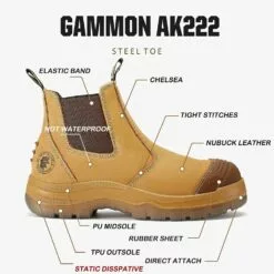 Bottes De Travail ROCKROOSTER Gammon Pour Hommes, 6 & # 34; Bottes Chelsea En Acier, Bottes De Sécurité Pour Blé, Anti-fatigue, Cuir Nubuck, Non Slip, Respirant, Confort, AK222 -Des chaussures d'hiver Soldes Magasin 710m0C59WL. AC UL1500