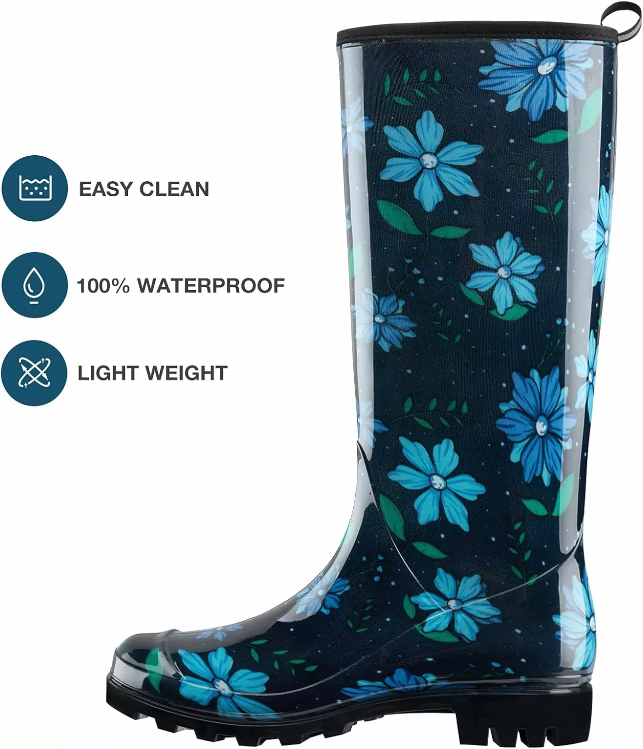 HISEA Femmes Bottes De Pluie Imperméable Jardin Chaussures Coloré Imprimé Genou Haute Bottes En Caoutchouc Anti-Slipping Rainboots Pour Dames Avec Confort Semelle Tall Wellington Pluie Chaussures 7 HISEA Femmes Bottes De Pluie Imperméable Jardin Chaussures Coloré Imprimé Genou Haute Bottes En Caoutchouc Anti-Slipping Rainboots Pour Dames Avec Confort Semelle Tall Wellington Pluie Chaussures – Image 5