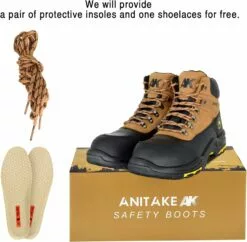 ANITAKE Steel Toe Work Boots Pour Hommes, Non-Slip Heavy Duty En Cuir EH Sécurité Bottes De Travail Construction Bottes Pour Hommes Résistant à La Ponction Respirant Confortable Bottes De Travail -Des chaussures d'hiver Soldes Magasin 711PPOGonIL. AC UL1500