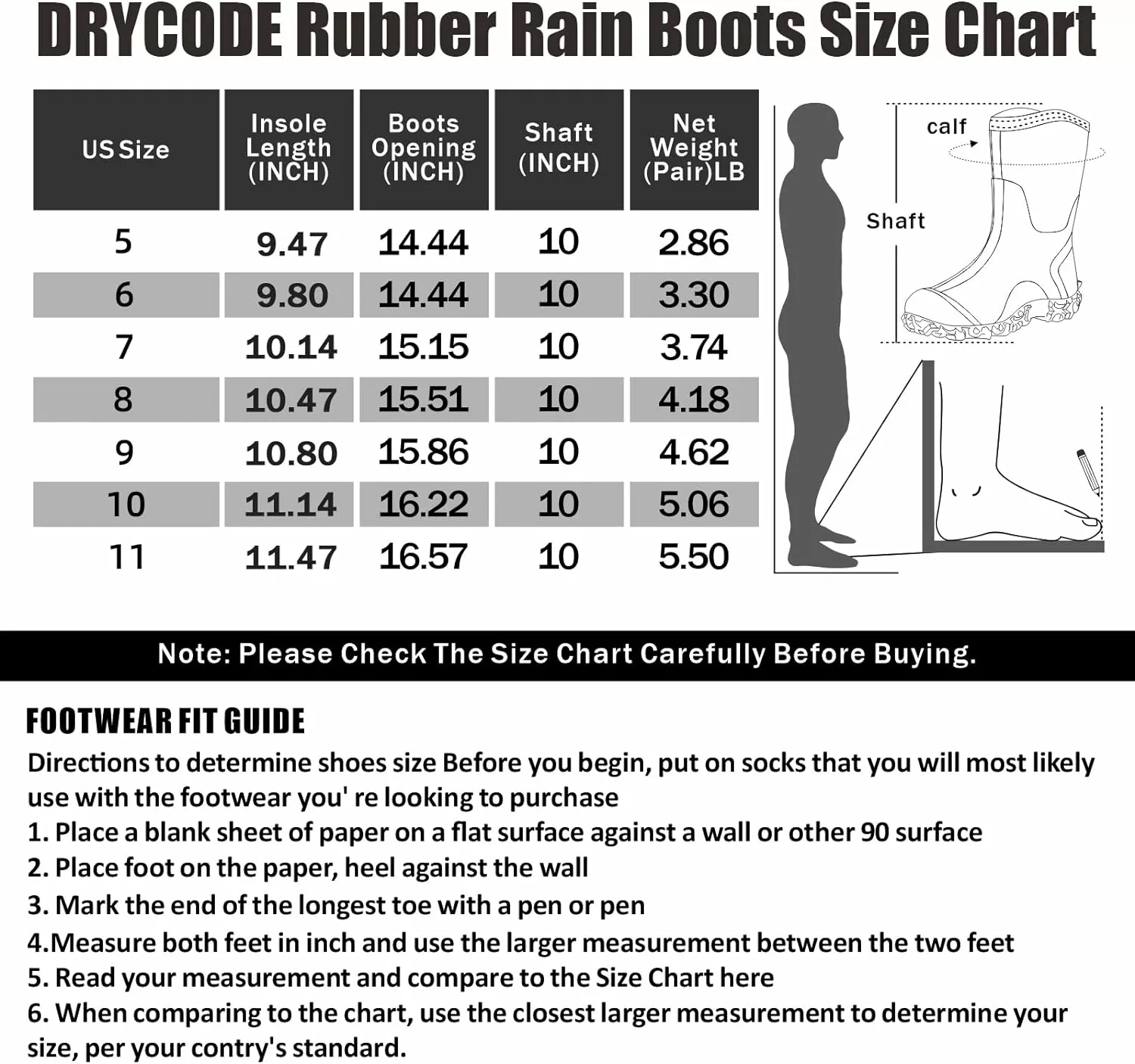 DRYCODE Bottes En Caoutchouc Pour Femmes, 5mm Néoprène Mid Calf Bottes De Pluie Avec Acier Shank, Waterproof Isolé Bottes De Chasse,Bottes De Travail Mud,Noir,Taille 5- 7 DRYCODE Bottes En Caoutchouc Pour Femmes, 5mm Néoprène Mid Calf Bottes De Pluie Avec Acier Shank, Waterproof Isolé Bottes De Chasse,Bottes De Travail Mud,Noir,Taille 5- – Image 6