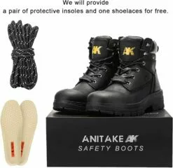 Bottes De Travail D'orteils En Acier ANITAKE Pour Hommes, 6 Pouce, Cuir Pleine Fleur, Isolation électrique, Antidérapant, Résistance Aux Chocs, Bottes De Sécurité Respirantes Et Confortables -Des chaussures d'hiver Soldes Magasin 715ikTf01PL. AC UL1500