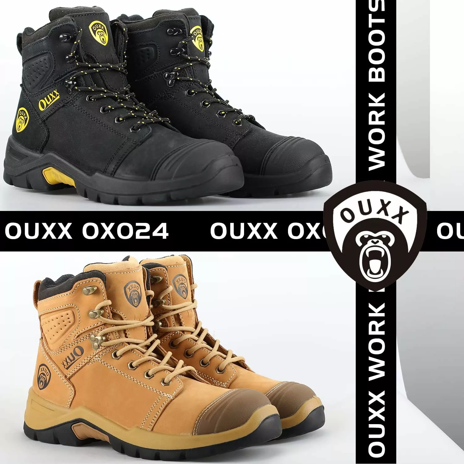 Bottes De Travail D'orteil En Acier OUXX Pour Hommes, Chaussures En Cuir De Caoutchouc Antidérapant PORON-XRD, Antidérapantes ( OX1624 ) 8 Bottes De Travail D'orteil En Acier OUXX Pour Hommes, Chaussures En Cuir De Caoutchouc Antidérapant PORON-XRD, Antidérapantes ( OX1624 ) – Image 6