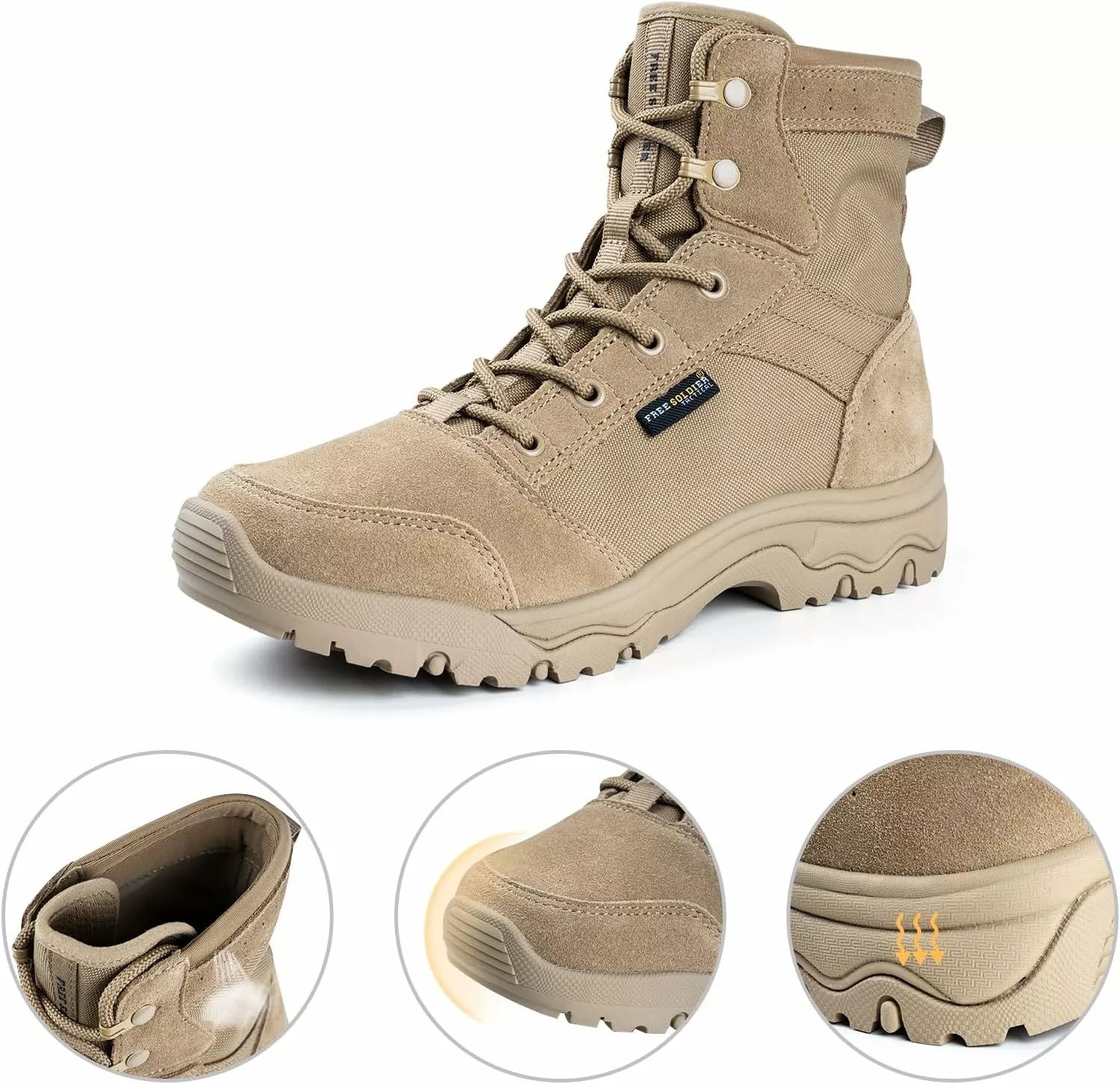 SOLDAT GRATUIT Bottes De Randonnée Tactiques Pour Hommes 6 Pouces Bottes De Travail Respirantes Légères Bottes De Désert Militaire 5 SOLDAT GRATUIT Bottes De Randonnée Tactiques Pour Hommes 6 Pouces Bottes De Travail Respirantes Légères Bottes De Désert Militaire – Image 3