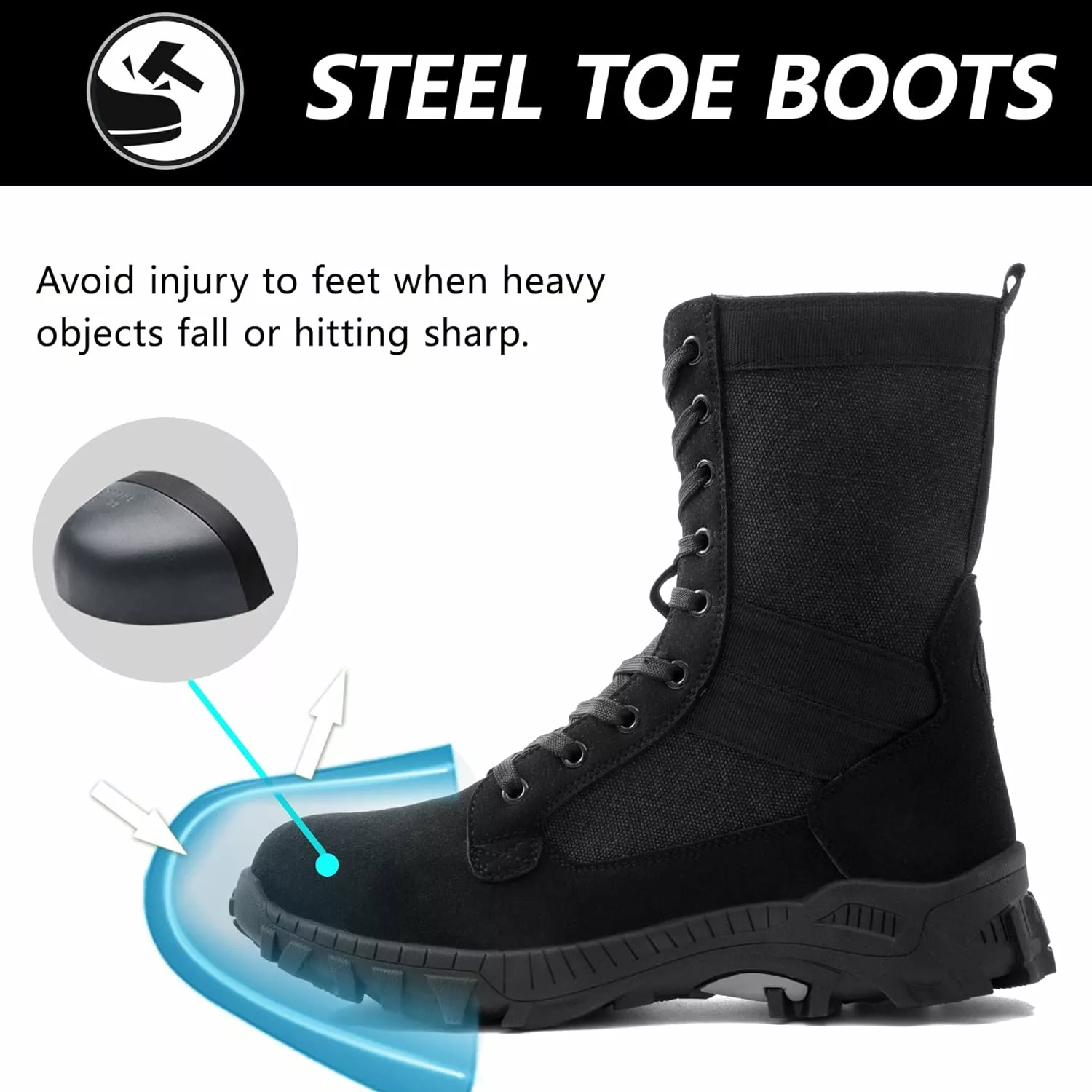 SUADEX Steel Toe Bottes Pour Hommes Femmes Bottes De Sécurité De Travail Indestructible Composite Toe Chaussures Isolé Slip Résistant 7.5 & #34 4 SUADEX Steel Toe Bottes Pour Hommes Femmes Bottes De Sécurité De Travail Indestructible Composite Toe Chaussures Isolé Slip Résistant 7.5 & #34 – Image 2