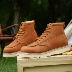 SÉCURITÉ LOONG Moc Toe Bottes Pour Hommes, Top Grain En Cuir Doux Toe Slip-Résistant Coin Semelle Extérieure Confortable Bottes De Travail -Des chaussures d'hiver Soldes Magasin 71Ix8OUev5L. AC UL1500