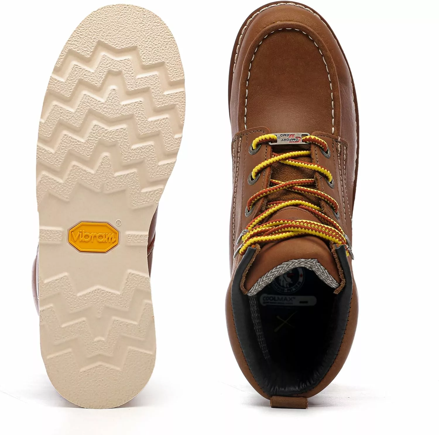 Bottes De Travail Imperméables Au Moc à Bout En Acier ROCKROOSTER Edgewood, Bottes De Mer Vibram Léger à 6 ", Botte De Sécurité En Cuir Confortable, Chaussures Anti-fatigue De Support D'arche, ASTM F2413-18 EH, VAP858 6 Bottes De Travail Imperméables Au Moc à Bout En Acier ROCKROOSTER Edgewood, Bottes De Mer Vibram Léger à 6 ", Botte De Sécurité En Cuir Confortable, Chaussures Anti-fatigue De Support D'arche, ASTM F2413-18 EH, VAP858 – Image 4