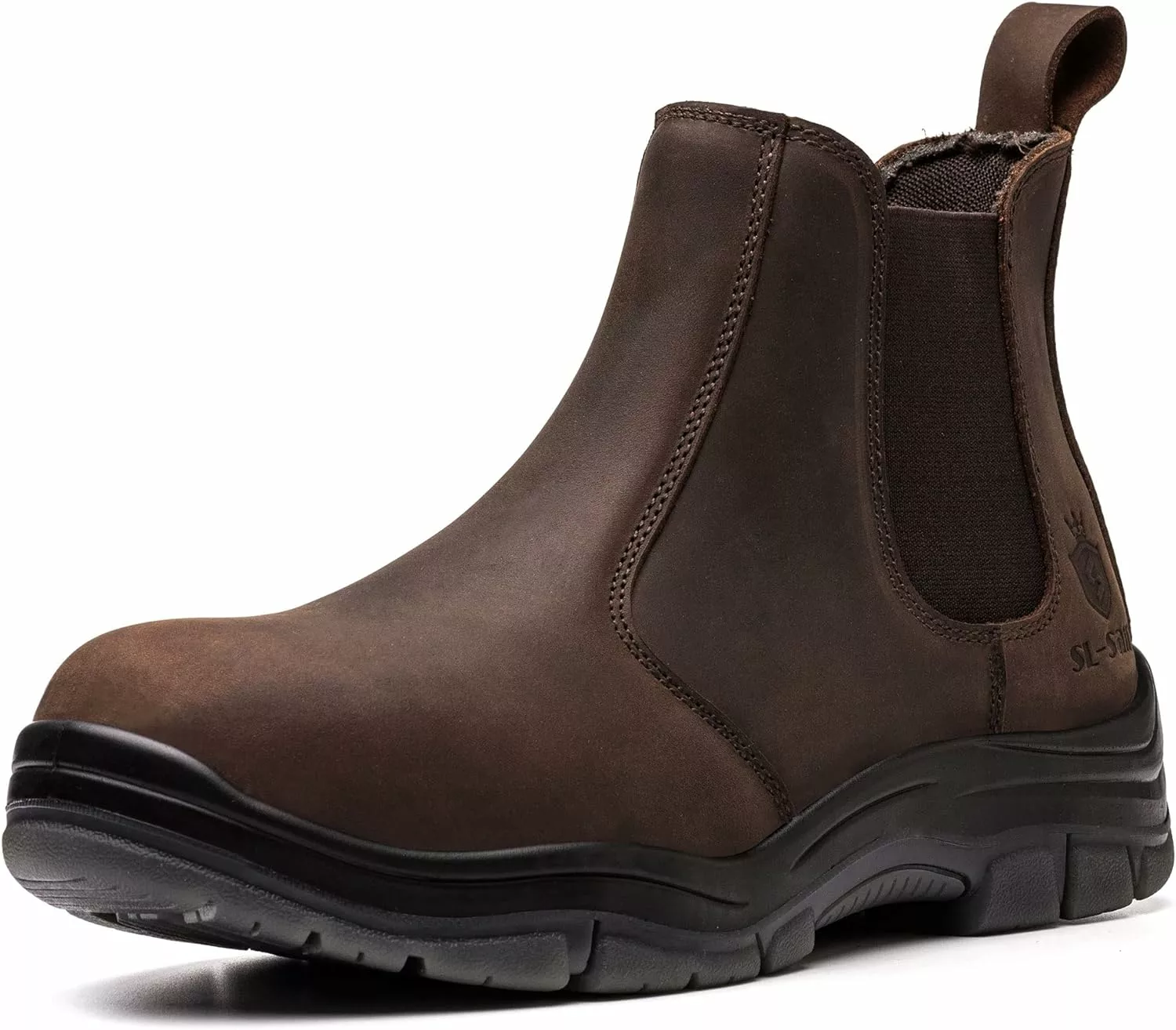 SL-Saint Composite/Acier Toe Chelsea Bottes De Travail Pour Hommes Mode Classique Cheville Construction Industrielle Isolé Sécurité Chaussures 6 Pouce Plein Grain Cuir Brun 3 SL-Saint Composite/Acier Toe Chelsea Bottes De Travail Pour Hommes Mode Classique Cheville Construction Industrielle Isolé Sécurité Chaussures 6 Pouce Plein Grain Cuir Brun