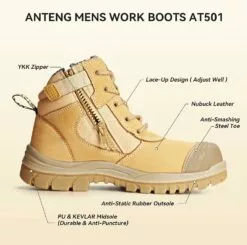 ANTENG Men & # X27; S Bottes De Travail, Nubuck Steel Toes Work Shoes, YKK Zipper, 6 Pouces, SD, Anti-Puncture ( AT501, Wheat ) -Des chaussures d'hiver Soldes Magasin 71UZjgMRIL. AC UL1500