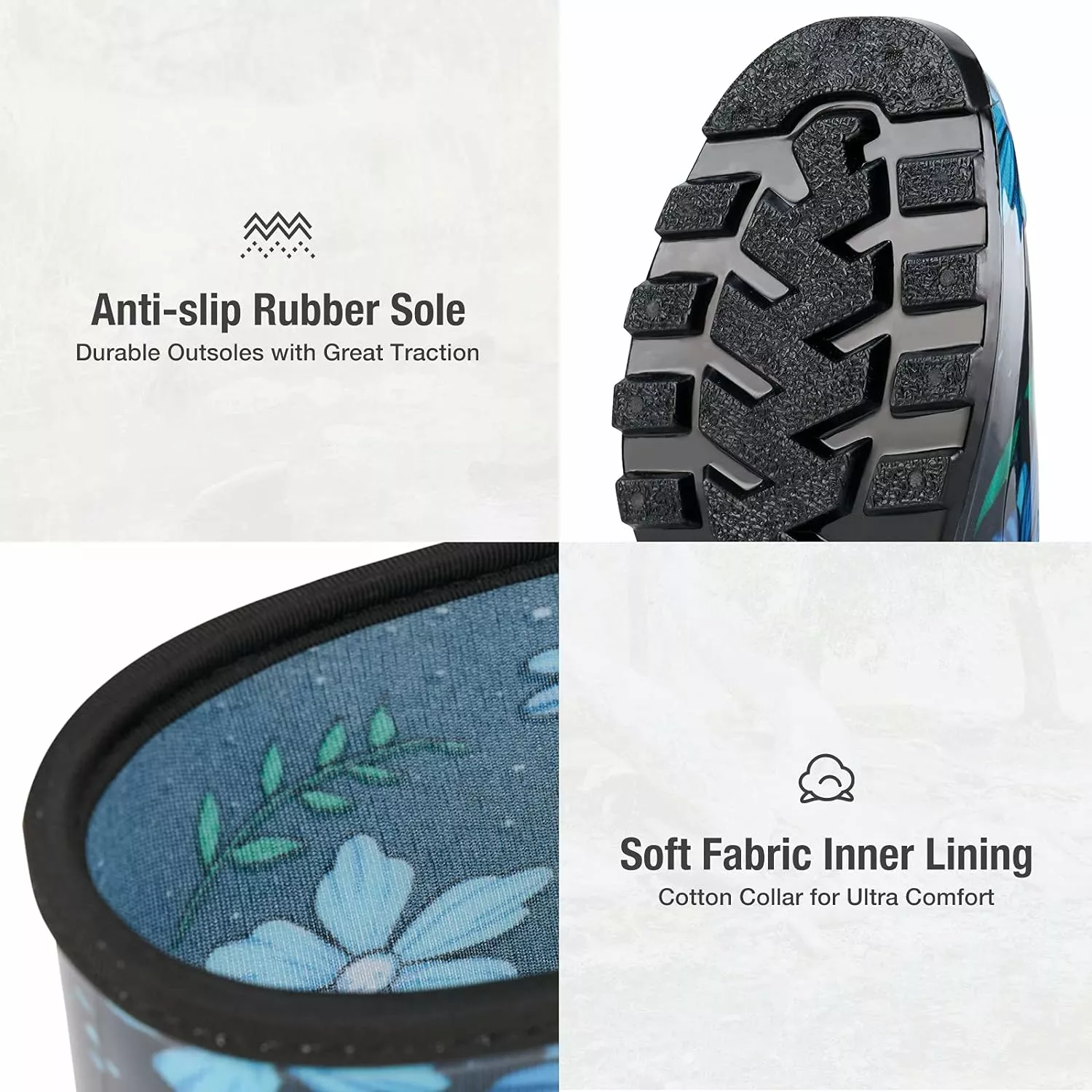 HISEA Femmes Bottes De Pluie Imperméable Jardin Chaussures Coloré Imprimé Genou Haute Bottes En Caoutchouc Anti-Slipping Rainboots Pour Dames Avec Confort Semelle Tall Wellington Pluie Chaussures 6 HISEA Femmes Bottes De Pluie Imperméable Jardin Chaussures Coloré Imprimé Genou Haute Bottes En Caoutchouc Anti-Slipping Rainboots Pour Dames Avec Confort Semelle Tall Wellington Pluie Chaussures – Image 4