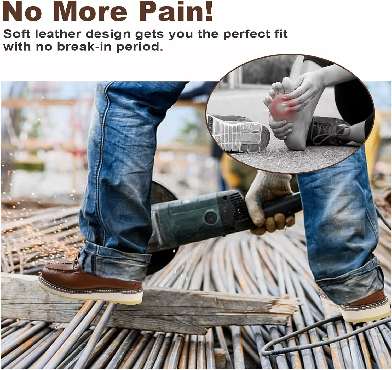 GENERIC Bottes De Travail Résistantes Aux Glissades / Huiles En Cuir à Bout Souple De 6 "pour Hommes, Marron, 84994 8 GENERIC Bottes De Travail Résistantes Aux Glissades / Huiles En Cuir à Bout Souple De 6 "pour Hommes, Marron, 84994 – Image 6