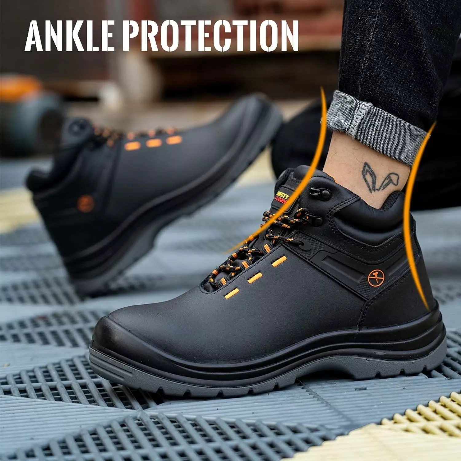 SÉCURITÉ LOONG Bottes De Travail Pour Hommes Composite Toe Large Confortable Étanche En Cuir Sécurité Bottes De Travail 10 9 SÉCURITÉ LOONG Bottes De Travail Pour Hommes Composite Toe Large Confortable Étanche En Cuir Sécurité Bottes De Travail 10 – Image 7