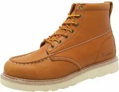 SÉCURITÉ LOONG Moc Toe Bottes Pour Hommes, Top Grain En Cuir Doux Toe Slip-Résistant Coin Semelle Extérieure Confortable Bottes De Travail
