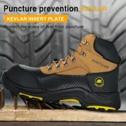 ANITAKE Steel Toe Work Boots Pour Hommes, Non-Slip Heavy Duty En Cuir EH Sécurité Bottes De Travail Construction Bottes Pour Hommes Résistant à La Ponction Respirant Confortable Bottes De Travail -Des chaussures d'hiver Soldes Magasin 71lrL08YOiL. AC UL1500