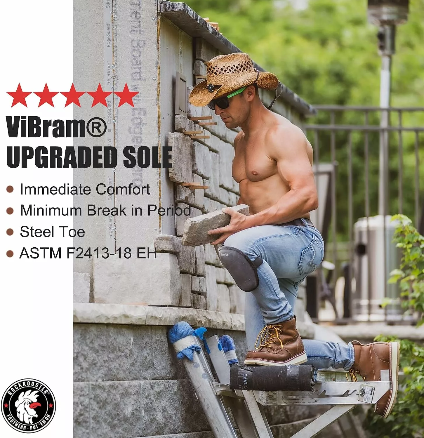 Bottes De Travail Imperméables Au Moc à Bout En Acier ROCKROOSTER Edgewood, Bottes De Mer Vibram Léger à 6 ", Botte De Sécurité En Cuir Confortable, Chaussures Anti-fatigue De Support D'arche, ASTM F2413-18 EH, VAP858 7 Bottes De Travail Imperméables Au Moc à Bout En Acier ROCKROOSTER Edgewood, Bottes De Mer Vibram Léger à 6 ", Botte De Sécurité En Cuir Confortable, Chaussures Anti-fatigue De Support D'arche, ASTM F2413-18 EH, VAP858 – Image 5