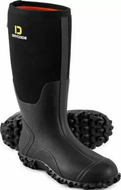 DRYCODE Bottes De Pluie Pour Hommes Avec Acier Shank, Waterproof Isolé En Caoutchouc Bottes De Travail, 5mm Néoprène Durable Boue Bottes Pour Chasse,Pêche,Taille 5-14