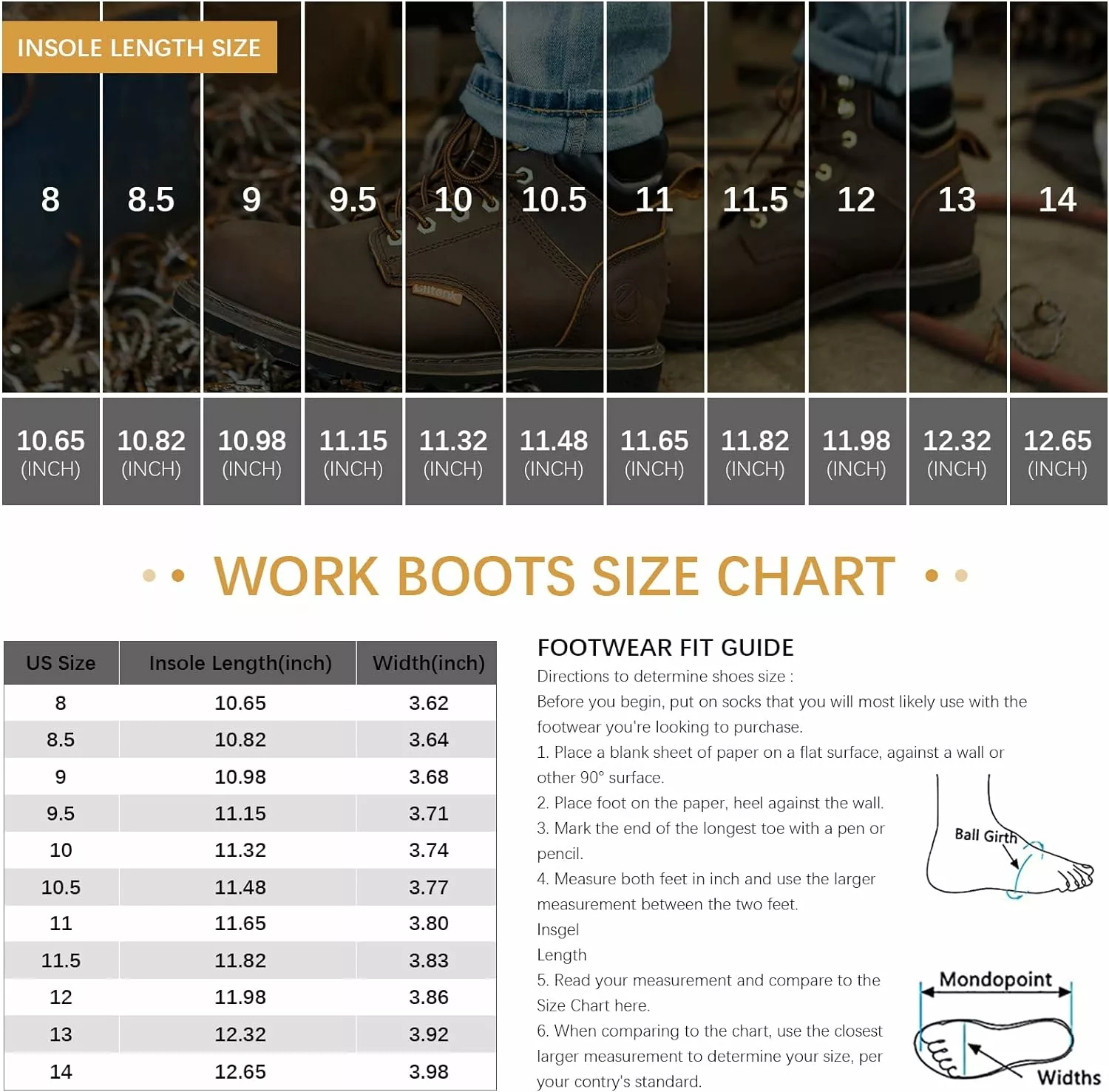 Clitenk Steel Toe Bottes Pour Hommes Imperméable, 6" Huilé Plein Grain En Cuir Bottes De Travail Pour Hommes Imperméable Respirant, Non-Slip, Ponction-Proof, Confortable Construction Léger Sécurité Hommes De Travail Boot 9 Clitenk Steel Toe Bottes Pour Hommes Imperméable, 6" Huilé Plein Grain En Cuir Bottes De Travail Pour Hommes Imperméable Respirant, Non-Slip, Ponction-Proof, Confortable Construction Léger Sécurité Hommes De Travail Boot – Image 7