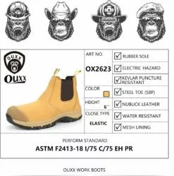 Bottes De Travail OUXX Pour Hommes, Chaussures De Sécurité à Enfiler En Cuir De Caoutchouc D'acier, Résistant Aux Bordereaux, Imperméable, à La Perforation ( OX2622 ) -Des chaussures d'hiver Soldes Magasin 71rvE9hEhDL. AC UL1500