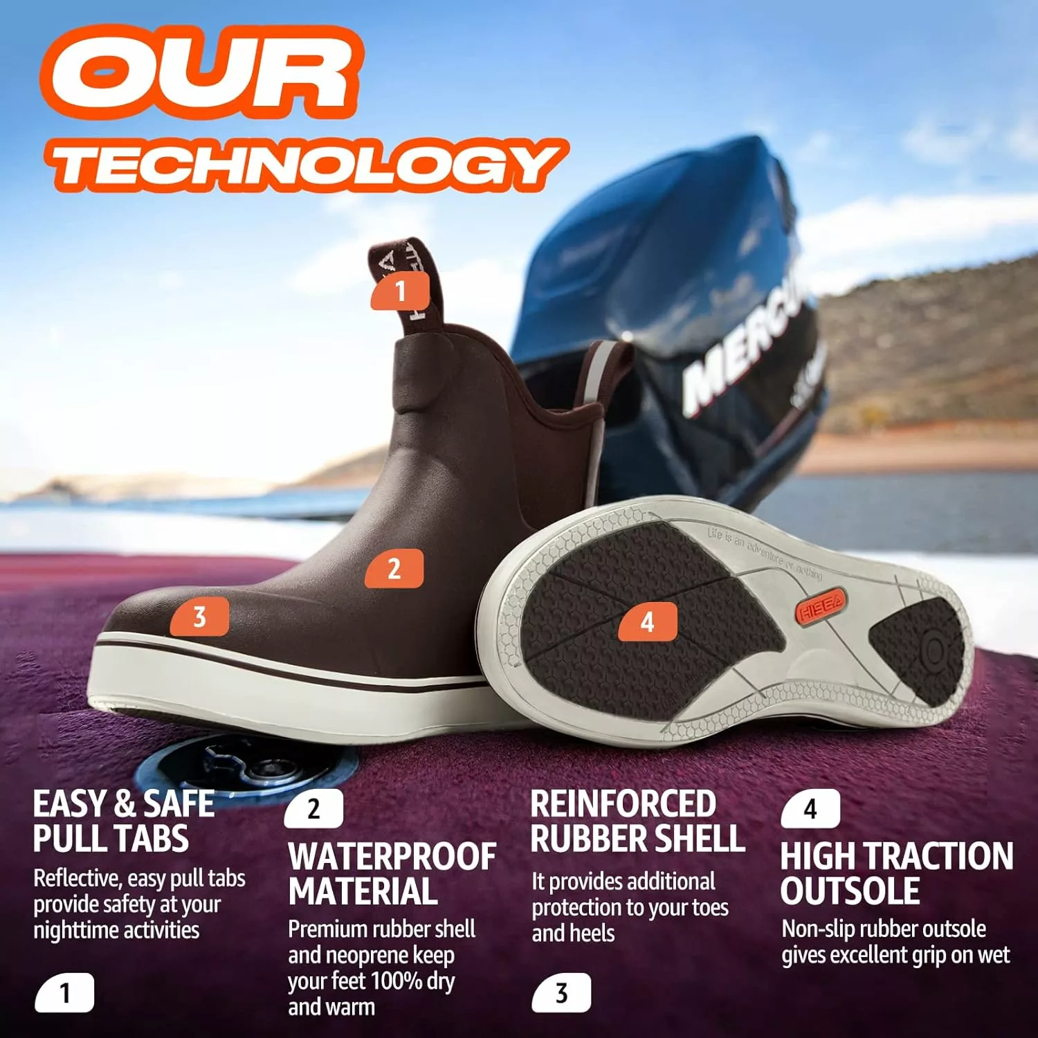 HISEA Femmes Cheville Pluie Bottes, En Caoutchouc De Pêche Deck Bottes, Bottes De Jardin Pour Femmes Étanche 7 HISEA Femmes Cheville Pluie Bottes, En Caoutchouc De Pêche Deck Bottes, Bottes De Jardin Pour Femmes Étanche – Image 5