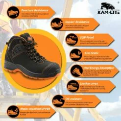 KAM-LITE Composite Toe Chaussures Pour Hommes, Étanche Slip Résistant Bottes De Travail, Léger Large Toe Box Bottes De Sécurité, Industriel & Construction Chaussures De Travail -Des chaussures d'hiver Soldes Magasin 812ISaugh6L. AC UL1500