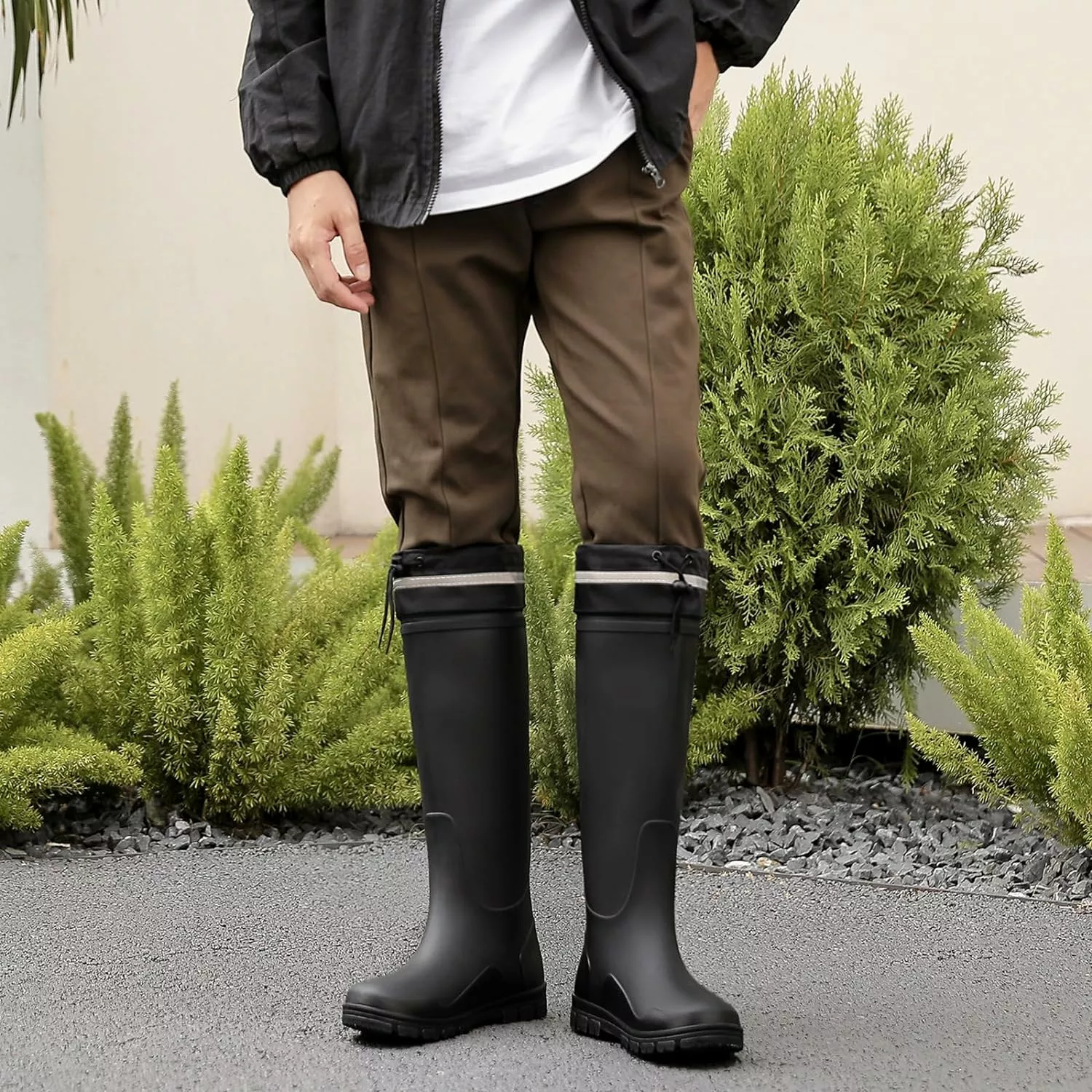 HSBDNZQ Bottes De Pluie Pour Hommes Étanche Hommes Genou Haute Bottes En Caoutchouc Avec PVC, Confort Léger Travail Boue Bottes, Durable Slip Jardin Bottes Pour Le Jardinage Pêche 6 HSBDNZQ Bottes De Pluie Pour Hommes Étanche Hommes Genou Haute Bottes En Caoutchouc Avec PVC, Confort Léger Travail Boue Bottes, Durable Slip Jardin Bottes Pour Le Jardinage Pêche – Image 4
