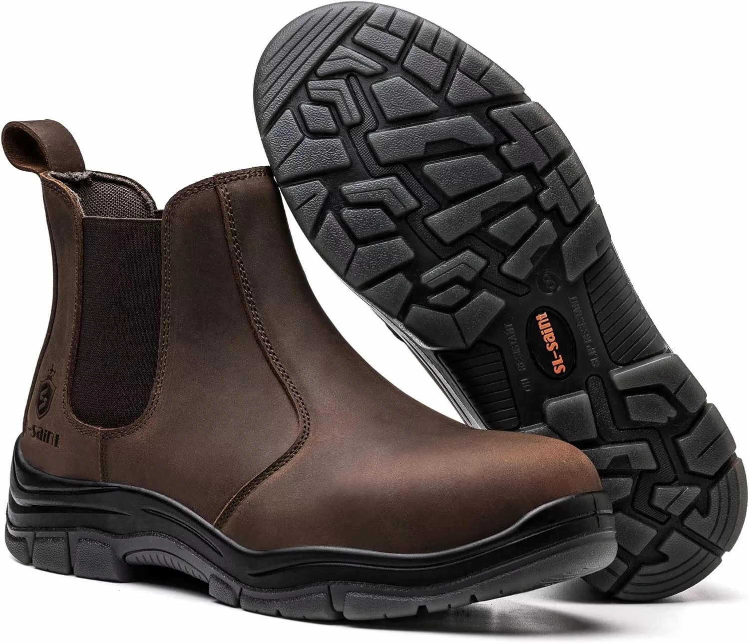 SL-Saint Composite/Acier Toe Chelsea Bottes De Travail Pour Hommes Mode Classique Cheville Construction Industrielle Isolé Sécurité Chaussures 6 Pouce Plein Grain Cuir Brun 7 SL-Saint Composite/Acier Toe Chelsea Bottes De Travail Pour Hommes Mode Classique Cheville Construction Industrielle Isolé Sécurité Chaussures 6 Pouce Plein Grain Cuir Brun – Image 5