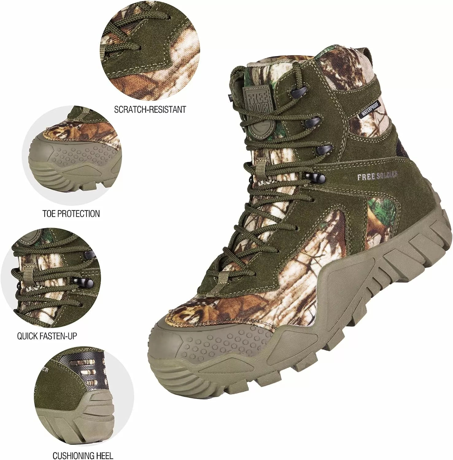 FREE SOLDIER Outdoor Hommes Tactical Military Boots Suede Cuir Bottes De Travail Combat Chasse Bottes?Camo 10,5 5 FREE SOLDIER Outdoor Hommes Tactical Military Boots Suede Cuir Bottes De Travail Combat Chasse Bottes?Camo 10,5 – Image 3