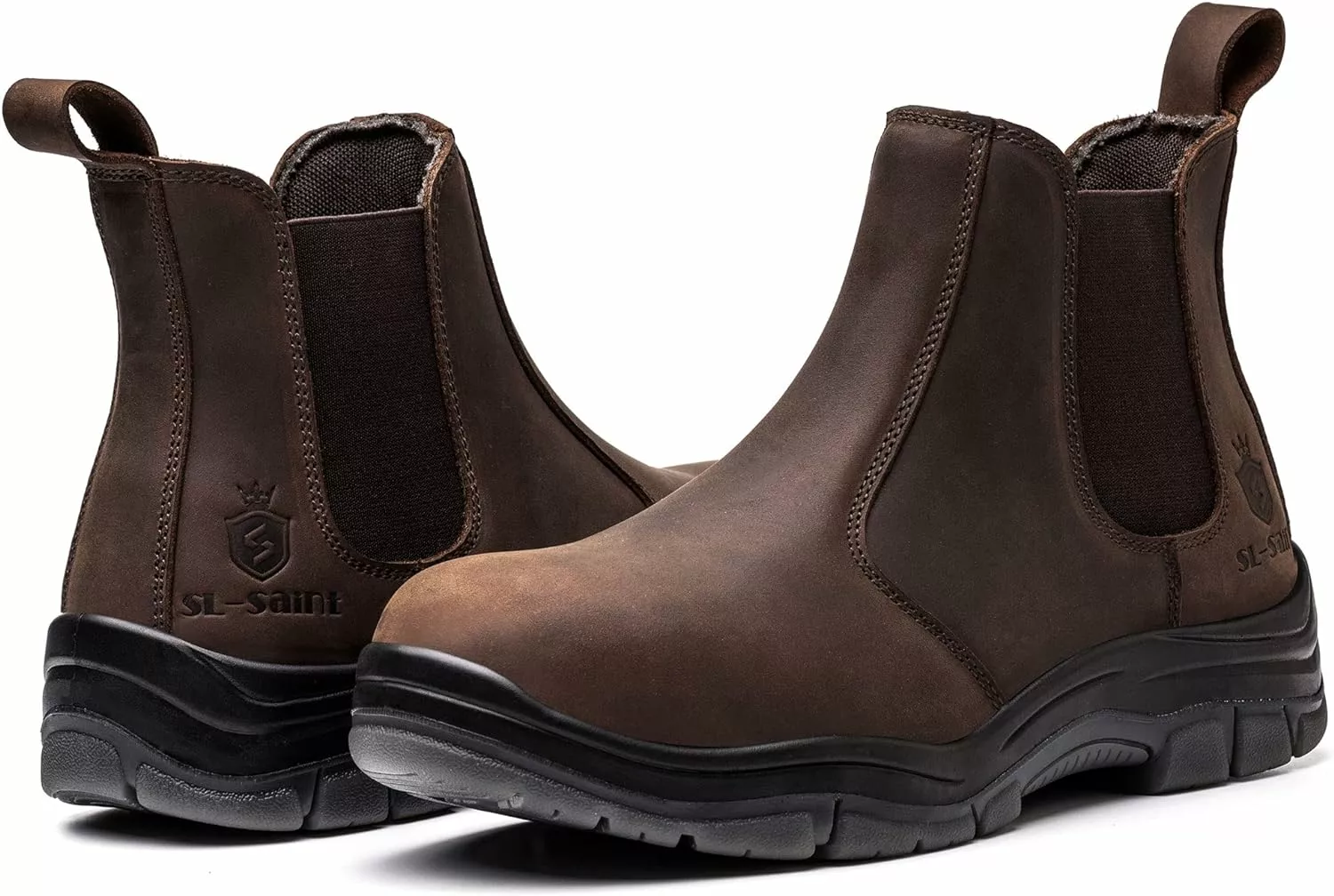 SL-Saint Composite/Acier Toe Chelsea Bottes De Travail Pour Hommes Mode Classique Cheville Construction Industrielle Isolé Sécurité Chaussures 6 Pouce Plein Grain Cuir Brun 8 SL-Saint Composite/Acier Toe Chelsea Bottes De Travail Pour Hommes Mode Classique Cheville Construction Industrielle Isolé Sécurité Chaussures 6 Pouce Plein Grain Cuir Brun – Image 6