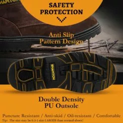 Bottes De Travail SHAMTCH Pour Hommes Orteil En Acier, Semelle En Caoutchouc En Cuir Nubuck, Insulente Résistante Aux Bordereaux Durable, Chaussures De Travail Industrielles Utilitaires Avec Pointe De Sécurité, Adaptées Aux Hommes Et Aux Femmes -Des chaussures d'hiver Soldes Magasin 81VpiDtJmeL. AC UL1500