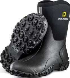 DRYCODE Bottes En Caoutchouc Pour Femmes, 5mm Néoprène Mid Calf Bottes De Pluie Avec Acier Shank, Waterproof Isolé Bottes De Chasse,Bottes De Travail Mud,Noir,Taille 5-