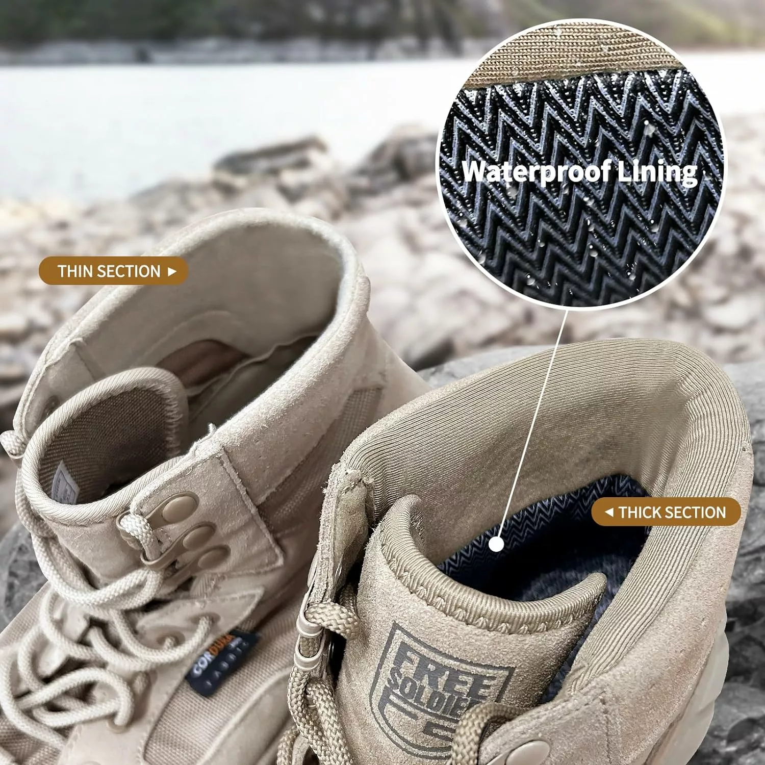 FREE SOLDIER Étanche Randonnée Bottes De Travail Hommes De Bottes Tactiques 6 Pouces Léger Militaire Bottes Respirant Desert Bottes (Tan, 11.5W) 8 FREE SOLDIER Étanche Randonnée Bottes De Travail Hommes De Bottes Tactiques 6 Pouces Léger Militaire Bottes Respirant Desert Bottes (Tan, 11.5W) – Image 6