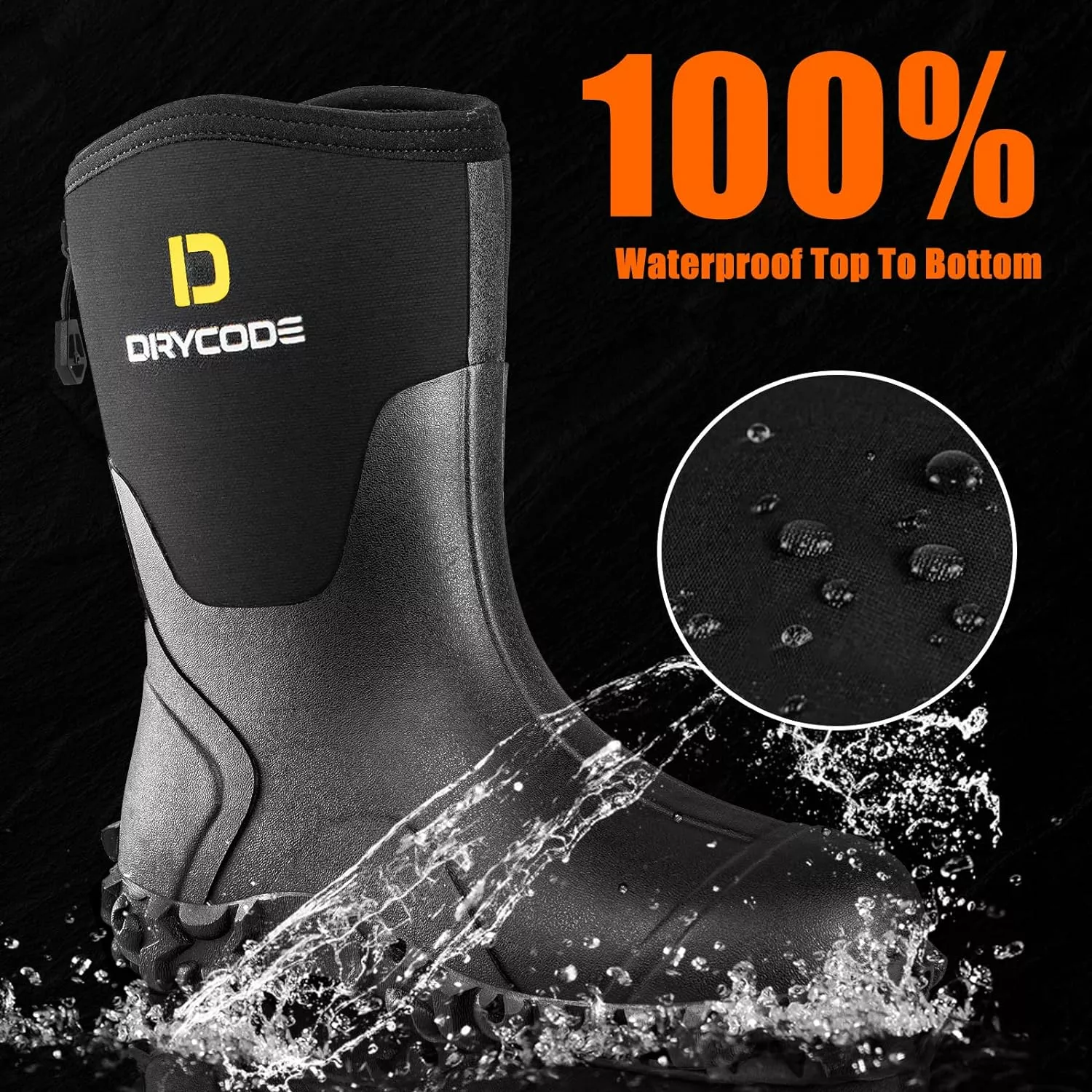 DRYCODE Bottes En Caoutchouc Pour Femmes, 5mm Néoprène Mid Calf Bottes De Pluie Avec Acier Shank, Waterproof Isolé Bottes De Chasse,Bottes De Travail Mud,Noir,Taille 5- 3 DRYCODE Bottes En Caoutchouc Pour Femmes, 5mm Néoprène Mid Calf Bottes De Pluie Avec Acier Shank, Waterproof Isolé Bottes De Chasse,Bottes De Travail Mud,Noir,Taille 5- – Image 2