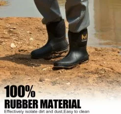 Hunthor Bottes En Caoutchouc Pour Hommes Avec Acier Shank, 6mm Néoprène Isolé Bottes De Pluie, Mid Calf Imperméable Bottes De Travail En Caoutchouc Pour La Chasse, Jardinage, Agriculture, Pêche -Des chaussures d'hiver Soldes Magasin 81in5 rul2L. AC UL1500