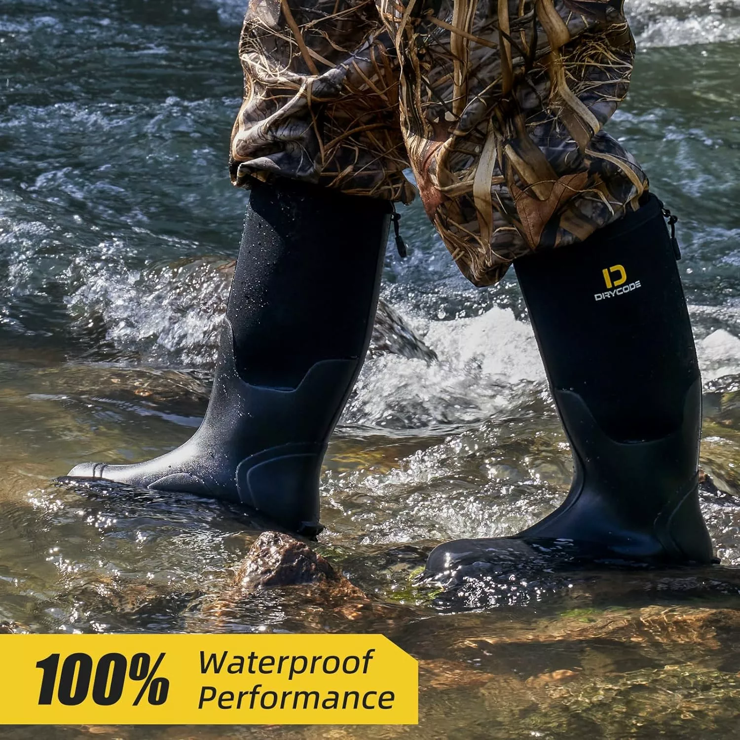 DRYCODE Bottes De Pluie Pour Hommes Avec Acier Shank, Waterproof Isolé En Caoutchouc Bottes De Travail, 5mm Néoprène Durable Boue Bottes Pour Chasse,Pêche,Taille 5-14 4 DRYCODE Bottes De Pluie Pour Hommes Avec Acier Shank, Waterproof Isolé En Caoutchouc Bottes De Travail, 5mm Néoprène Durable Boue Bottes Pour Chasse,Pêche,Taille 5-14 – Image 2