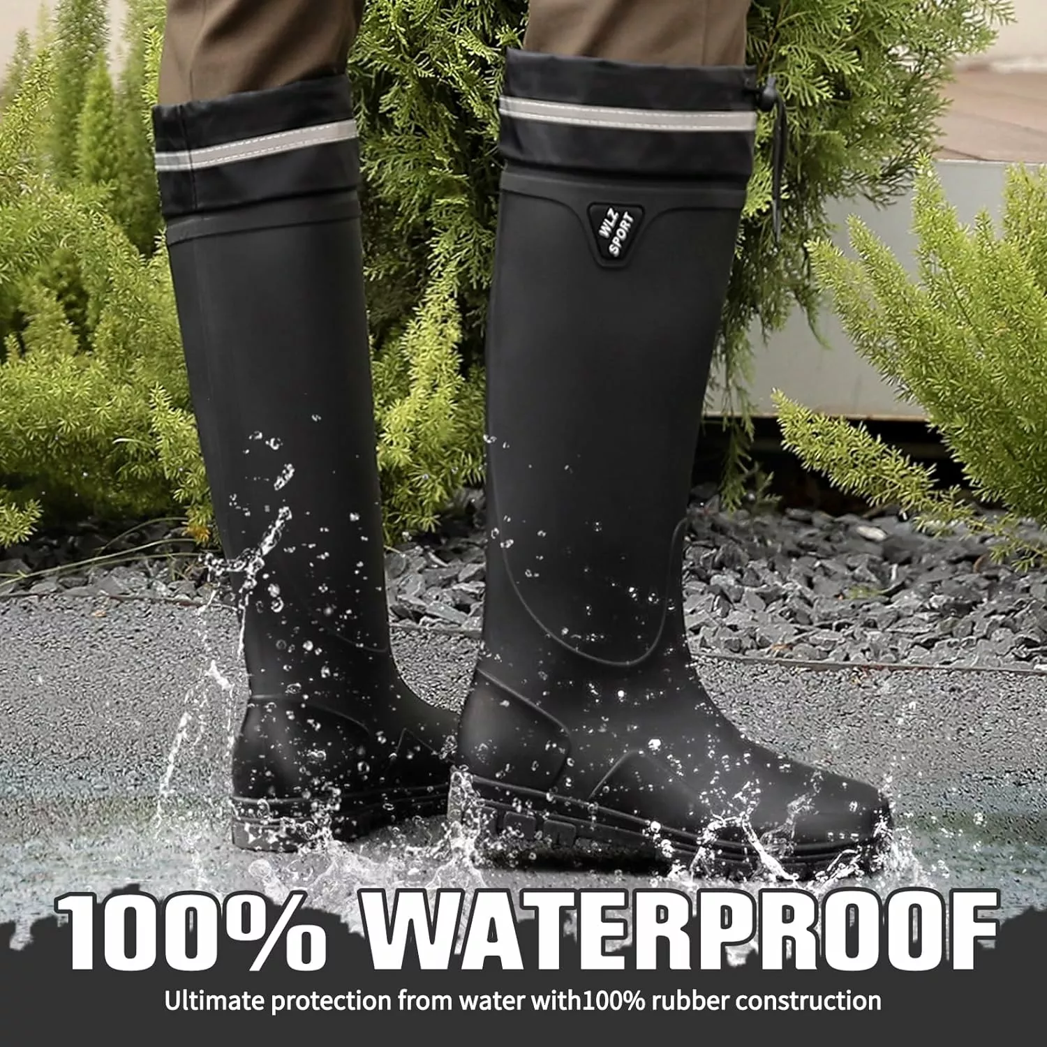 HSBDNZQ Bottes De Pluie Pour Hommes Étanche Hommes Genou Haute Bottes En Caoutchouc Avec PVC, Confort Léger Travail Boue Bottes, Durable Slip Jardin Bottes Pour Le Jardinage Pêche 4 HSBDNZQ Bottes De Pluie Pour Hommes Étanche Hommes Genou Haute Bottes En Caoutchouc Avec PVC, Confort Léger Travail Boue Bottes, Durable Slip Jardin Bottes Pour Le Jardinage Pêche – Image 2