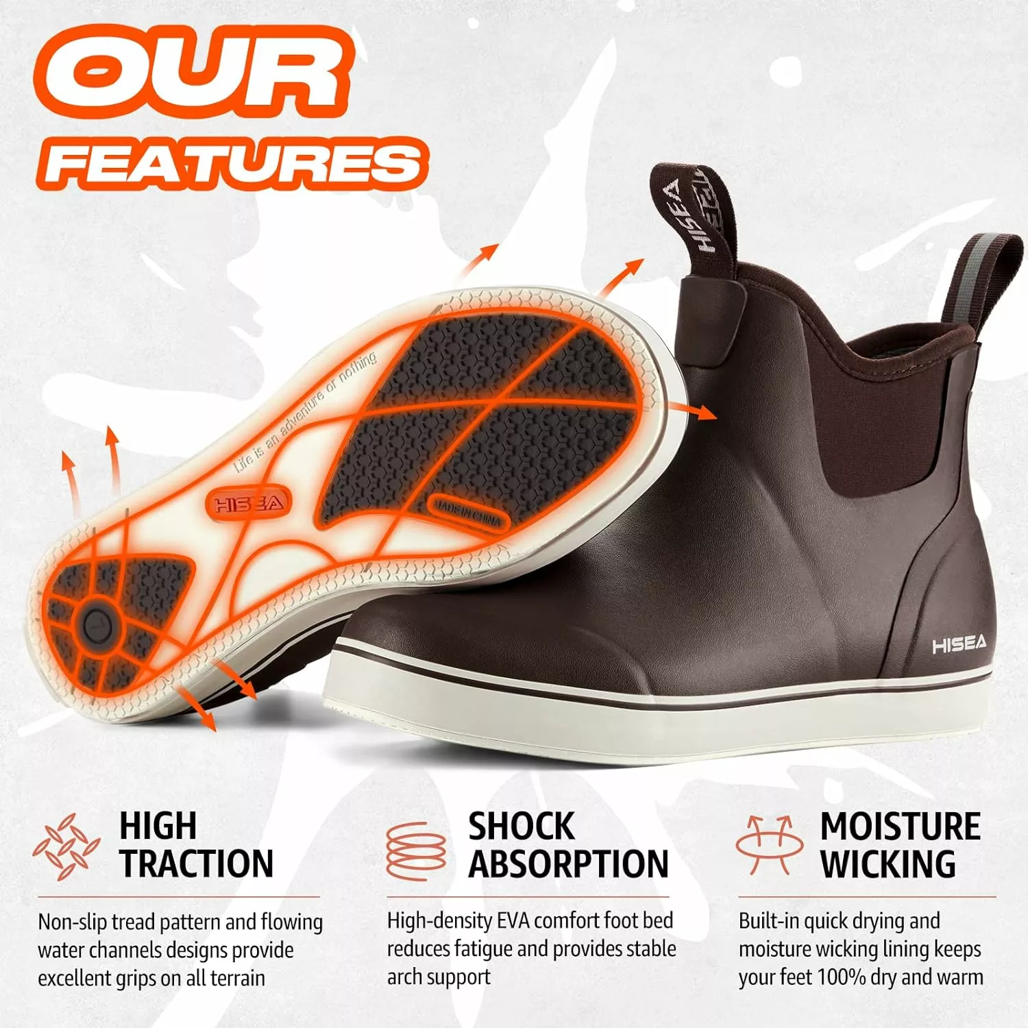 HISEA Femmes Cheville Pluie Bottes, En Caoutchouc De Pêche Deck Bottes, Bottes De Jardin Pour Femmes Étanche 6 HISEA Femmes Cheville Pluie Bottes, En Caoutchouc De Pêche Deck Bottes, Bottes De Jardin Pour Femmes Étanche – Image 4