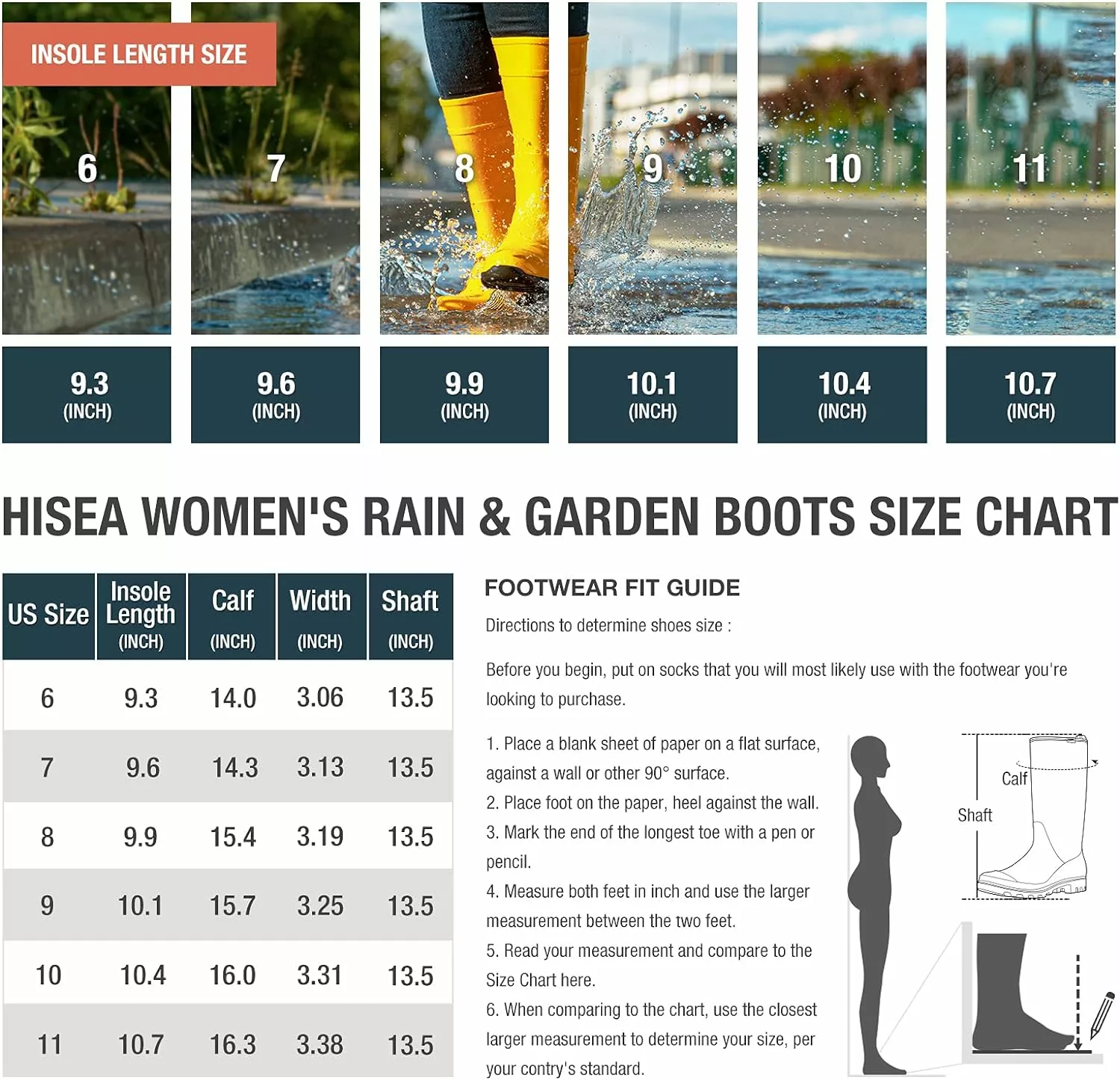 HISEA Femmes Bottes De Pluie Imperméable Jardin Chaussures Coloré Imprimé Genou Haute Bottes En Caoutchouc Anti-Slipping Rainboots Pour Dames Avec Confort Semelle Tall Wellington Pluie Chaussures 5 HISEA Femmes Bottes De Pluie Imperméable Jardin Chaussures Coloré Imprimé Genou Haute Bottes En Caoutchouc Anti-Slipping Rainboots Pour Dames Avec Confort Semelle Tall Wellington Pluie Chaussures – Image 3