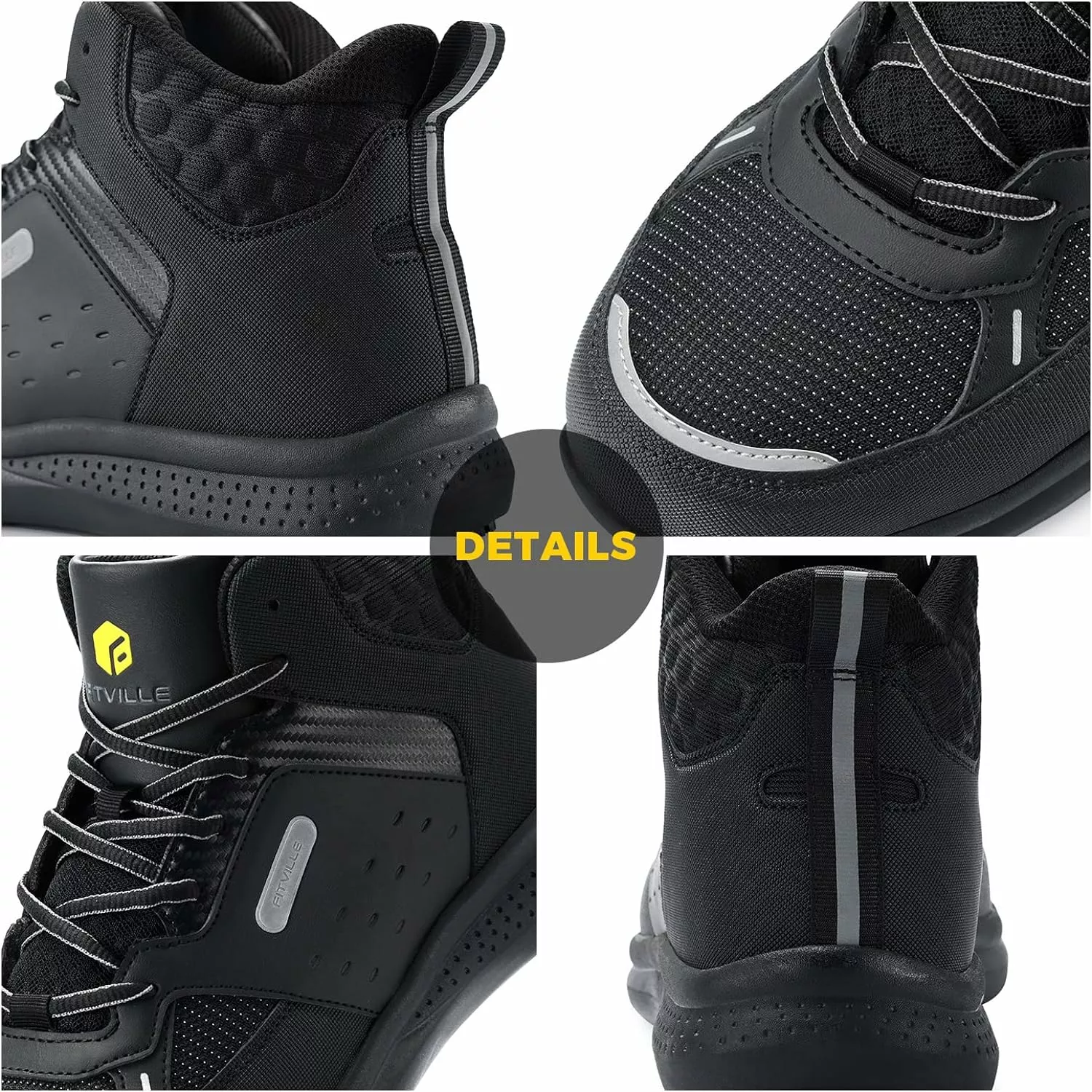 Bottes De Travail Larges FitVille Pour Hommes Chaussures De Sécurité De Travail Composites Bottes De Travail Résistantes Aux Billes Imperméables Léger - SteelCore 8 Bottes De Travail Larges FitVille Pour Hommes Chaussures De Sécurité De Travail Composites Bottes De Travail Résistantes Aux Billes Imperméables Léger - SteelCore – Image 6