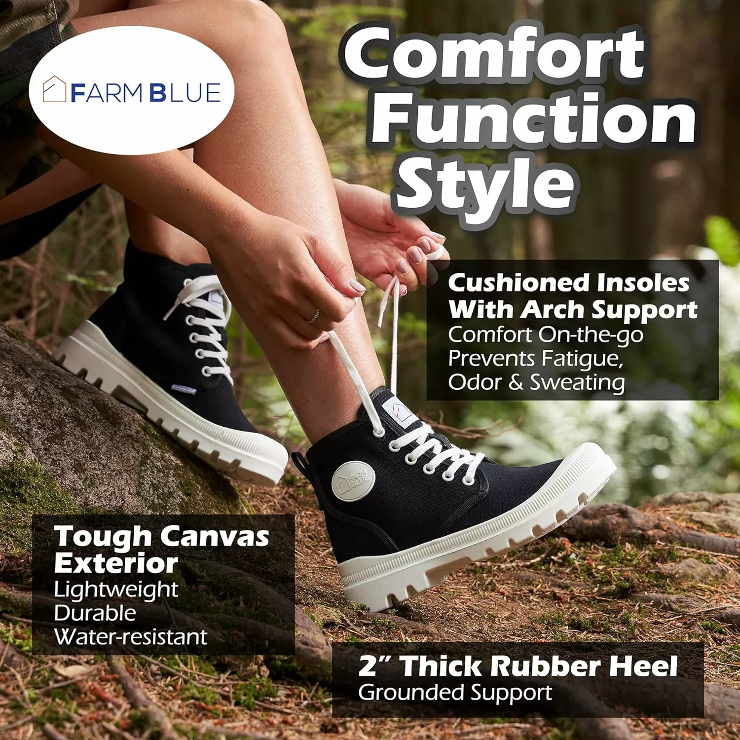 Farm Blue Bottes Ranger Hommes - High Top Chaussures De Randonnée Pour Hommes - Résistant à L'eau Toile Combat Bottes Avec Semelles Orthotiques - Tactique Chaussures Pour Casual, Travail, Ou Outdoor Wear 9 Farm Blue Bottes Ranger Hommes - High Top Chaussures De Randonnée Pour Hommes - Résistant à L'eau Toile Combat Bottes Avec Semelles Orthotiques - Tactique Chaussures Pour Casual, Travail, Ou Outdoor Wear – Image 7