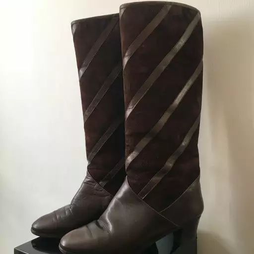 Bottes Fourrées En Daim Et Cuir- 39 4 Bottes Fourrées En Daim Et Cuir- 39 – Image 2