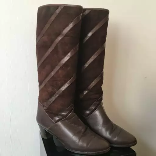 Bottes Fourrées En Daim Et Cuir- 39 5 Bottes Fourrées En Daim Et Cuir- 39 – Image 3