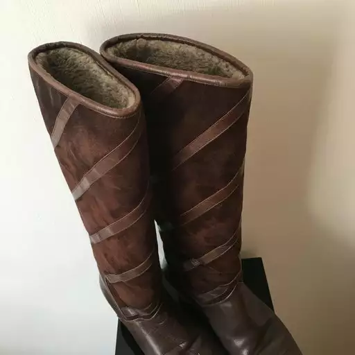 Bottes Fourrées En Daim Et Cuir- 39 6 Bottes Fourrées En Daim Et Cuir- 39 – Image 4