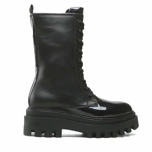 Bottes De Randonnée Calvin Klein Jeans Flatform Laceup Boot Patent YW0YW00852 Black BDS 4 Bottes De Randonnée Calvin Klein Jeans Flatform Laceup Boot Patent YW0YW00852 Black BDS – Image 2