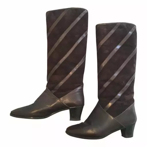 Bottes Fourrées En Daim Et Cuir- 39 3 Bottes Fourrées En Daim Et Cuir- 39